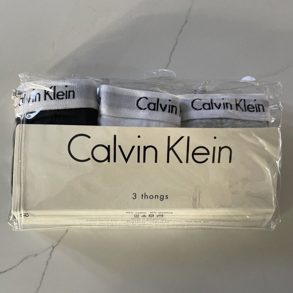 NIP 3 Pack CALVIN KLEIN Women's Size Large Carousel Cotton Thong Panties QD3587 - Picture 1 of 6